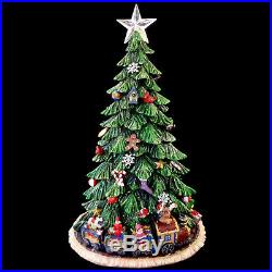 VINTAGE color-wheel DECORATED FIBER OPTIC CHRISTMAS TREE & TRAIN SET / AS-IS