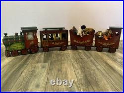 VTG Large Santa's Train Wooden Christmas 4 Piece Train Set From Costco Rare GC