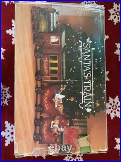 VTG Large Santa's Train Wooden Christmas 4 Piece Train Set From Costco Rare GC