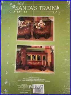 VTG Large Santa's Train Wooden Christmas 4 Piece Train Set From Costco Rare GC
