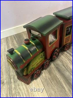 VTG Large Santa's Train Wooden Christmas 4 Piece Train Set From Costco Rare GC