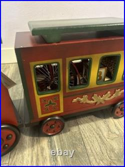 VTG Large Santa's Train Wooden Christmas 4 Piece Train Set From Costco Rare GC