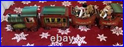 VTG Large Santa's Train Wooden Christmas 4 Piece Train Set From Costco Rare GC