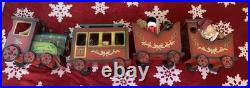 VTG Large Santa's Train Wooden Christmas 4 Piece Train Set From Costco Rare GC