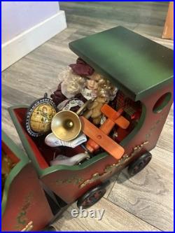 VTG Large Santa's Train Wooden Christmas 4 Piece Train Set From Costco Rare GC