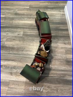 VTG Large Santa's Train Wooden Christmas 4 Piece Train Set From Costco Rare GC