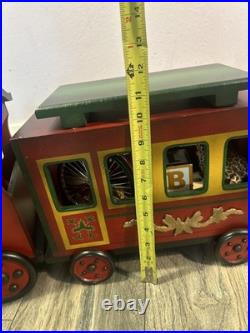 VTG Large Santa's Train Wooden Christmas 4 Piece Train Set From Costco Rare GC