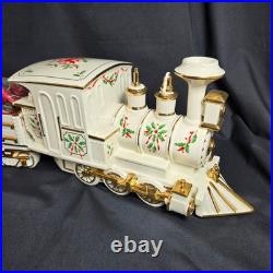 VTG Lenox Holiday Junction Train Set Engine Caboose Coal Car Christmas Porcelain