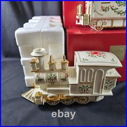 VTG Lenox Holiday Junction Train Set Engine Caboose Coal Car Christmas Porcelain