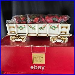 VTG Lenox Holiday Junction Train Set Engine Caboose Coal Car Christmas Porcelain