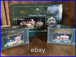 Vintage 1996 Christmas Holiday Express Animated Train Set w 2 Extra Cars IN BOX