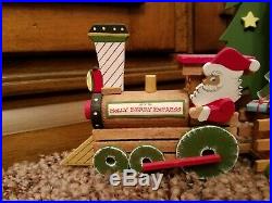 Vintage Christmas Emgee Hawaii Wooden 5 Piece Train Set & Large Tree With Stars