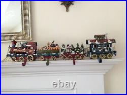 Vintage Christmas Express Metal 4 Car Train Stocking Holder Set