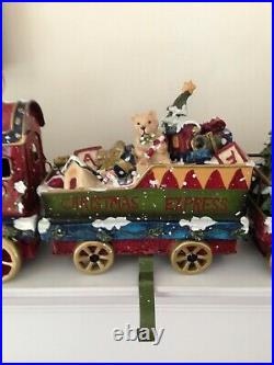 Vintage Christmas Express Metal 4 Car Train Stocking Holder Set