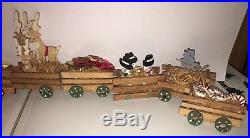 Vintage Emgee Hawaii Train Set Wooden Christmas 9 Pc Santa Ornaments