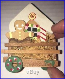 Vintage Emgee Hawaii Train Set Wooden Christmas 9 Pc Santa Ornaments