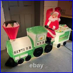 Vintage Empire Santa Train & Toy Tender Car Christmas Blow Mold Green Set