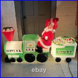 Vintage Empire Santa Train & Toy Tender Car Christmas Blow Mold Green Set