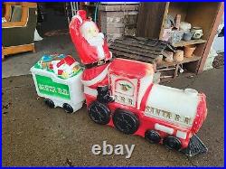 Vintage Empire Santa Train and Toy Tender Car Christmas Blow Mold Set