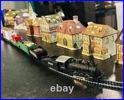 Vintage National Decorations Porcelain Christmas Village with Bachmann Train Set