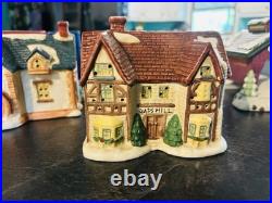 Vintage National Decorations Porcelain Christmas Village with Bachmann Train Set