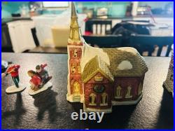 Vintage National Decorations Porcelain Christmas Village with Bachmann Train Set