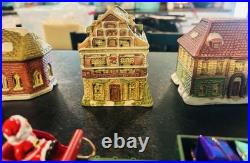 Vintage National Decorations Porcelain Christmas Village with Bachmann Train Set