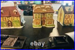 Vintage National Decorations Porcelain Christmas Village with Bachmann Train Set