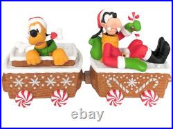WORKS! Hallmark DISNEY Christmas Train Set 5 Pc Mickey Minnie Donald Goofy Pluto