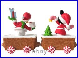 WORKS! Hallmark DISNEY Christmas Train Set 5 Pc Mickey Minnie Donald Goofy Pluto